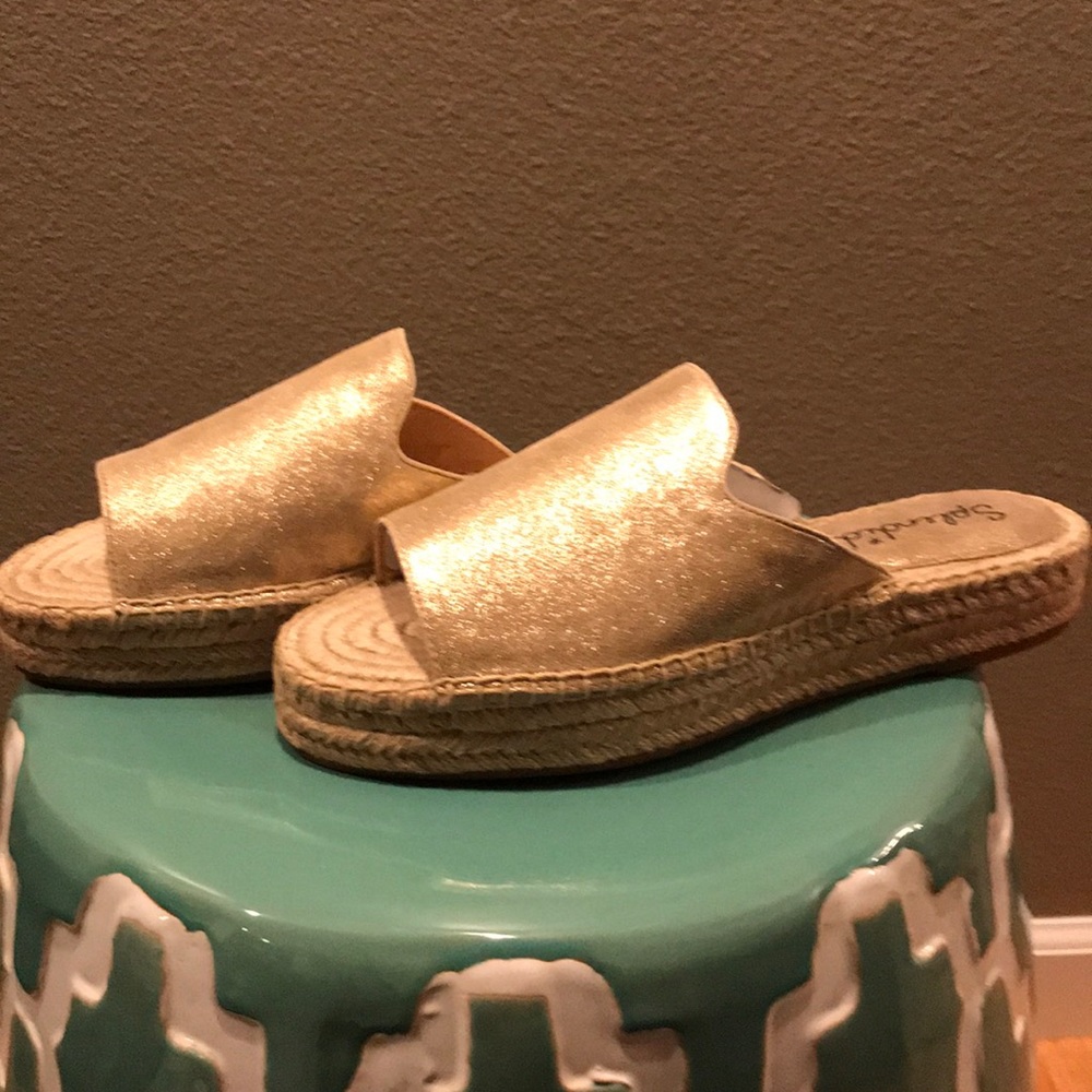 NIB! Gold Splendid Espadrille Slide Sandals!